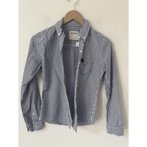Abercrombie Kids 100% Cotton Boys Blue Striped Button Down Shirt Size Large New